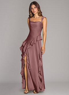 Azazie Sloane Bridesmaid Dresses Vintage Mauve A-Line Sweetheart Neckline Stretch Satin Dress image4