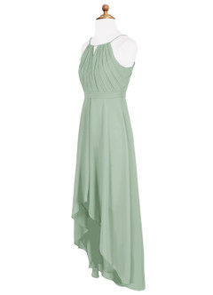 Azazie Oaklynn Junior Agave A-Line Pleated Chiffon Dress image8