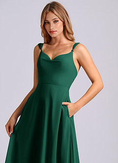 Azazie Beatrice At-home Try On Dresses Dusty Blue A-Line Sweetheart Neckline Chiffon Dress image6