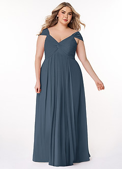 Azazie Kaitlynn Brautjungfernkleider Wandelbar Empire Gerafft Chiffon Kleid Neptunblau image10