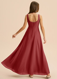 Azazie Lambie Junior Rust A-Line Pleated Chiffon Dress image8