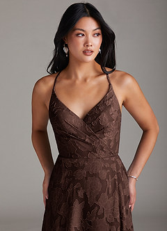 Azazie Davis Bridesmaid Dresses Ganache A-Line Pleated Floral Burnout Dress image5