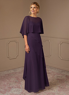 Azazie Bowie Mother of the Bride Dresses Plum A-Line Chiffon Dress image2