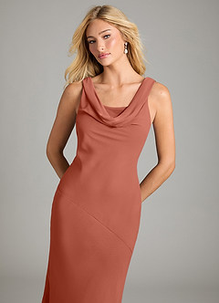 Azazie Rylina Vestidos de damas de honor Vestido de Arcilla de Gasa de Corte Sirena con Plisado image3