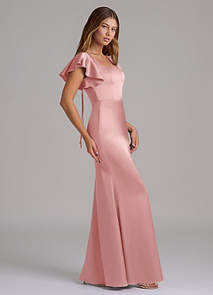 Azazie Elkie Final Sale Emerald Mermaid Square Neckline Stretch Satin Dress image3