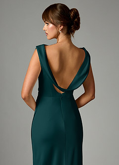 Azazie Kieryn Robes de demoiselle d'honneur Robe Sirène en Satin extensible Plissée Vert Pin image2