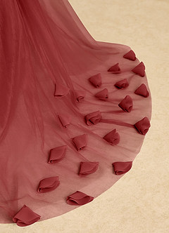 Azazie Lorita Blumenmädchenkleider A-Linie Mit Perlen Tüll Kleid Rost image9
