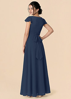 Azazie Payton Dark Navy A-Line Bow Chiffon Dress image2
