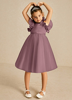 Azazie Kaeya Flower Girl Dresses Vintage Mauve A-Line Bow Tulle Dress image3