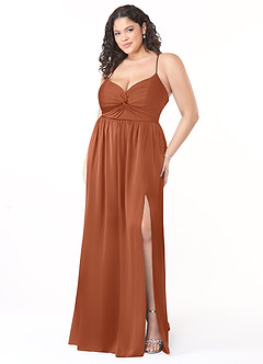 Azazie Raya Final Sale Matcha A-Line V-Neck Pleated Stretch Satin Dress image9