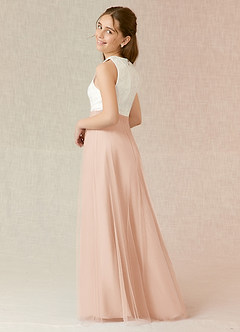 Azazie Albertine Junior English Rose A-Line Lace Chiffon Dress image2