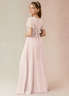 Azazie Induh Junior Rose Petal A-Line Ruched Chiffon Dress image2