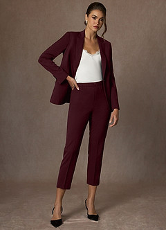 front Kennedy Cabernet Gestructureerde stretchblazer