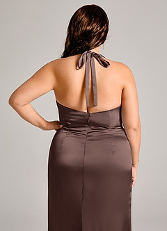 Azazie Valerie Bridesmaid Dresses Ganache Mermaid Pleated Stretch Satin Dress image8