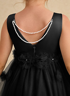 Azazie Lux vestidos de niña de las flores Vestido de Negro de Tul de Corte En A con Perla image6