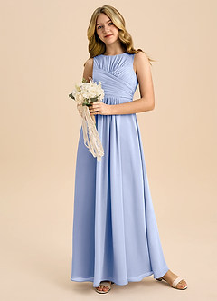 Azazie Skyla Junior Ice A-Line Pleated Chiffon Dress image5