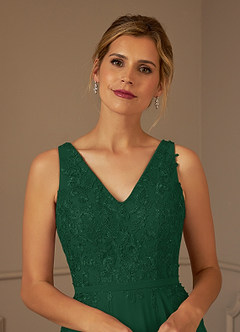 Azazie Joules Mère de la mariée Robes Robe Trapèze en Mousseline de soie Paillettes Vert Foncé image6