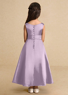 Azazie Lindy Flower Girl Dresses Frosted Lilac A-Line Pleated Matte Satin Dress image7