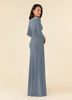 Azazie Natalya Mère de la mariée Robes Robe Trapèze en Tricot de luxe Plissée Bleu Poussiéreux image3