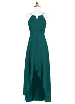 Azazie Oaklynn Junior Robe Trapèze en Mousseline de soie Plissée Paon image6