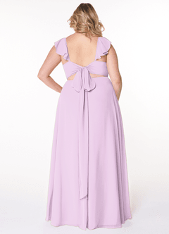 Azazie Everett Bridesmaid Dresses Frosted Lilac A-Line V-neck Ruched Chiffon Dress image7