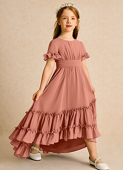 Azazie Kass vestidos de niña de las flores Vestido de Mai Tai de Gasa de Corte En A con Plisado image1