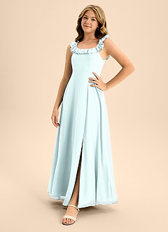 Azazie Callie Junior Mist A-Line Ruched Chiffon Dress image3
