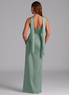 Azazie Calandra Brudtärnklänningar Klä av A-Linje i Stretch Satin Plisserad Silversalvia image4