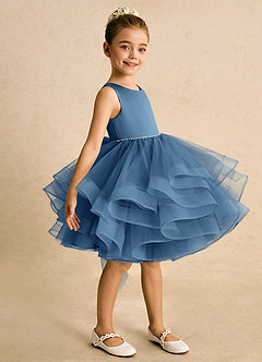 Azazie Tinie Blumenmädchenkleider Ballkleid Schleifen Tüll Kleid Zwielichtviolett image4