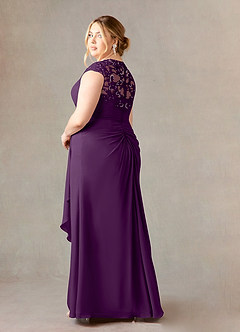 Azazie Birdie Mother of the Bride Dresses Grape A-Line Queen Anne Sequins Chiffon Dress image10