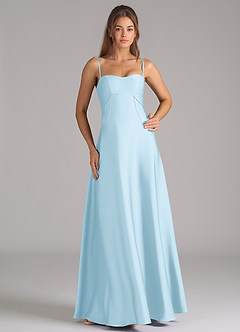 Azazie Valentine Bridesmaid Dresses Sky Blue A-Line Corset Stretch Satin Dress image3