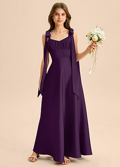 Azazie Halley Junior Klä av A-Line i Stretch Satin Rosett image1