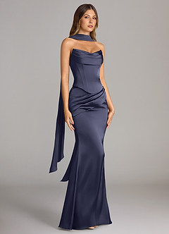 Azazie Sorrel Bridesmaid Dresses Stormy Mermaid Strapless Stretch Satin Convertible Dress image3