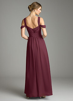 Azazie Lianne Bridesmaid Dresses Cabernet A-Line Off the Shoulder Chiffon Dress image7