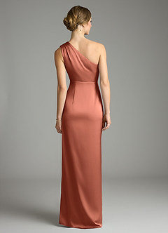 Azazie Emorie Final Sale Dusty Blue Sheath One Shoulder Stretch Satin Dress image6
