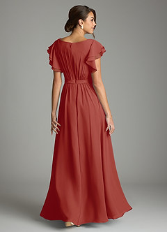 Azazie Daphne Modest Bridesmaid Dresses A-Line Ruffled Chiffon Floor-Length Dress image2