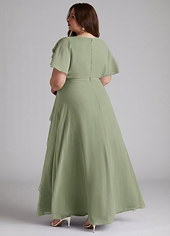 Azazie Aaliyah vestidos de dama de honor modestos Vestido Línea A Plisado Scoop Hasta el suelo Gasa image9