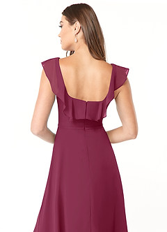 Azazie Jinny Bridesmaid Dresses Mulberry A-Line Square Neckline Ruched Chiffon Dress image6