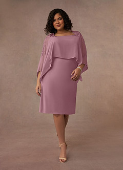 Azazie Maryam Final Sale Dusty Blue Sheath Lace Chiffon Dress image7