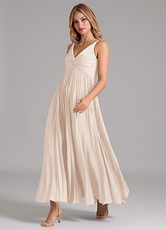 Azazie Raychelle Bridesmaid Dresses White Alabaster A-Line Pleated Stretch Satin Dress image6