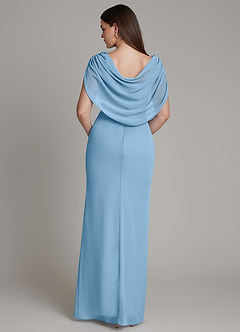 Azazie Hadley Abiti da Damigella Abito Sirena in Chiffon Plissettato Blu Acciaio image1