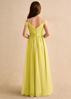 Azazie Yuna Girls Formal Abiti da Ragazza di Fiori Abito A-Line in Tulle Spalle Scoperte Canarino image2