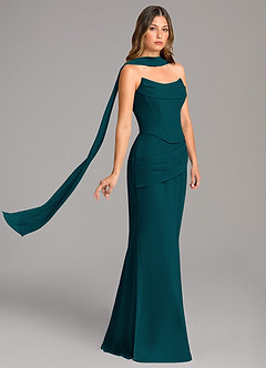 Azazie Sorrel Bridesmaid Dresses Pine Mermaid Corset Chiffon Dress image4