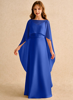 Azazie Fishie Girls Formal Robe Demoiselle D'honneur Fillette Robe Trapèze en Mat Satiné Bleu Roi image5