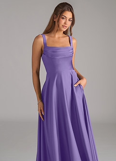 Azazie Shaude Bridesmaid Dresses Tahiti A-Line Pleated Stretch Satin Dress image2