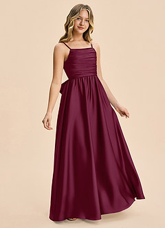 Azazie Kai Junior Mulberry A-Line Pleated Stretch Satin Dress image4