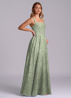 Azazie Shaude Bridesmaid Dresses Agave A-Line Pleated Floral Burnout Dress image7