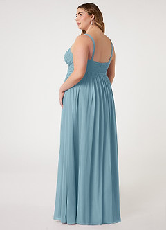 Azazie Chanel Bridesmaid Dresses Moody Blue A-Line Pleated Chiffon Dress image9