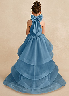 Azazie Bev Flower Girl Dresses Steel Blue A-Line Convertible Tulle Dress image1