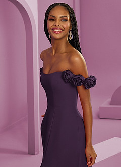 Barbie ♥ Azazie Abiti da Damigella Abito Convertibile A-Line in Chiffon a Spalla Scoperta Prugna image5